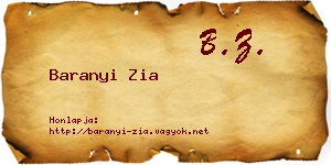 Baranyi Zia névjegykártya
